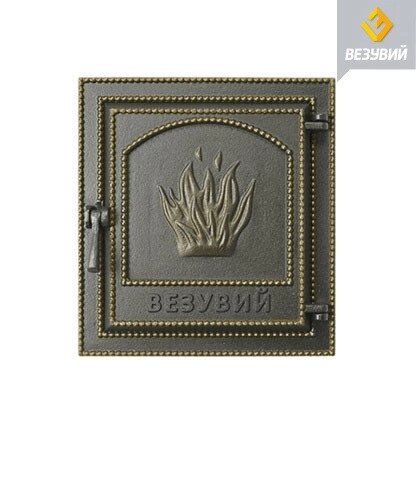 Дверца каминная чугунная Везувий (211), бронза (Везувий) от компании ProPechi - фото 1