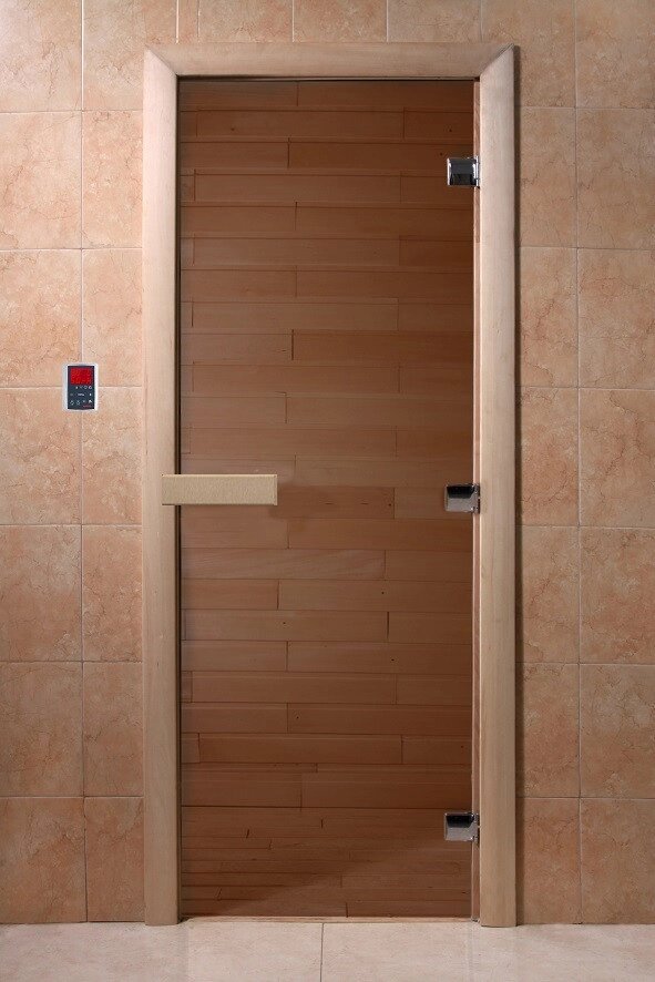 Дверь стеклянная, бронза 1800х700 «Теплый день», сосна (Door. Wood) - скидка