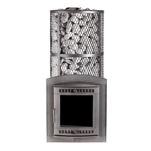 Печь для бани чугунная Атмосфера XXL сетка из нержавеющей стали (Pro Metall)