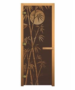 Дверь стекло Бронза Матовая "Бамбук" 1900х700 мм (8мм, 3 петли 716 CR), коробка осина) правая/левая, Везувий
