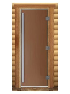 Дверь стеклянная Престиж PRO (бронза матовое) 1900х700 10мм 3 петли Банный Эксперт