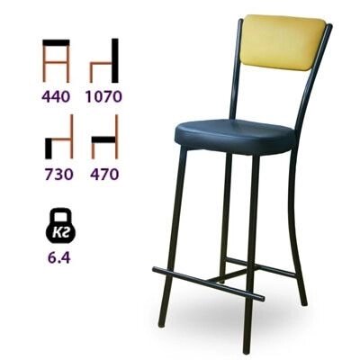 Барный стул для кафе, бара, ресторана Казино М. Металлокаркас, кожзам, ткань. - характеристики