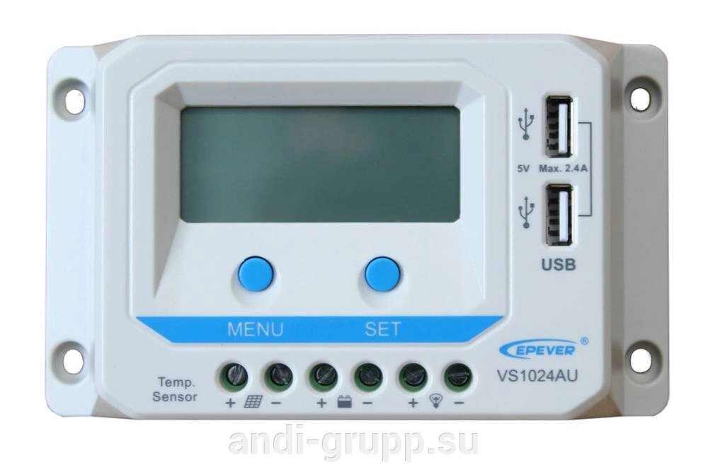 4-Контроллер заряда Epever VS1024AU  PWM 10 А, 12/24 В, USB, производства EPSolar (Epever) от компании Производственная компания «АНДИ Групп» - фото 1