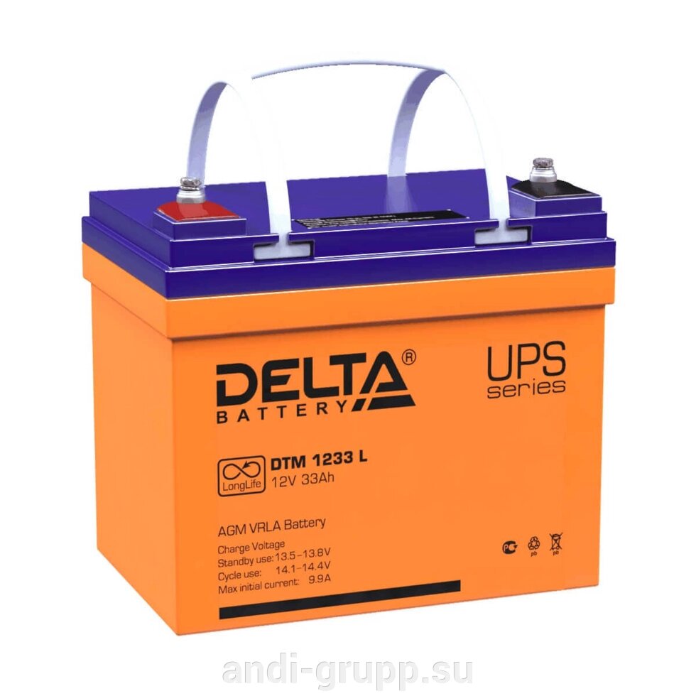 Аккумуляторная батарея Delta DTM 1233L (12V/33Ah) от компании Производственная компания «АНДИ Групп» - фото 1