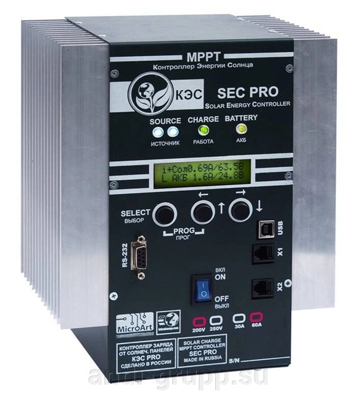 Контроллер заряда ECO Энергия MPPT Pro 200/60, 60А, 12/24/48/96В, производства МикроАРТ от компании Производственная компания «АНДИ Групп» - фото 1