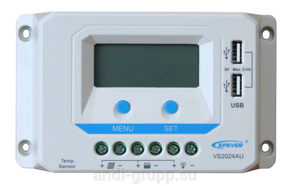 Контроллер заряда Epever VS2024AU PWM 20 А, 12/24 В, USB, производства EPSolar (Epever) от компании Производственная компания «АНДИ Групп» - фото 1
