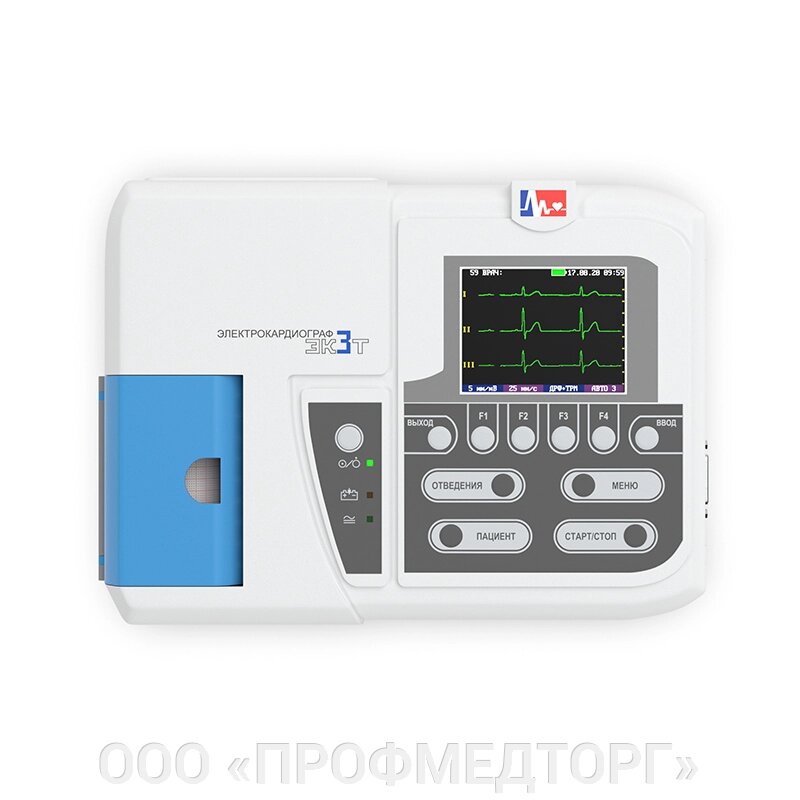 Электрокардиограф одно-трехканальный миниатюрный ЭК3Т-01-«Р-Д»/1 с цветным экраном и бумагой 57 мм от компании ООО «ПРОФМЕДТОРГ» - фото 1