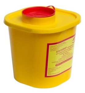 Емкость-контейнер для сбора острого инструментария, емк. 1,0 л, с нанесением инмолд-лейбелина (IML) с инструкцией