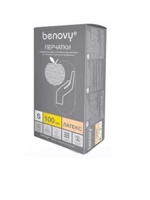 Перчатки смотровые латексные неопудр, текстурир, BENOVY, размеры XS,S,M,L ДЛИНА МАНЖЕТЫ 300 мм двойная хлоринации M