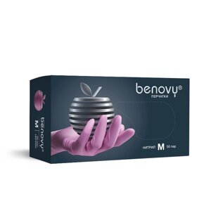 Перчатки нитриловые Benovy Nitrile MultiColor смотровые неопудренные, текстурированные на пальцах, размер M
