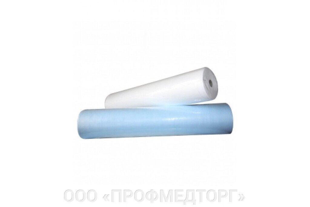 Рулон гигиенический без перфорации 80 см х 200 метров СМС 20 белый, голубой от компании ООО «ПРОФМЕДТОРГ» - фото 1