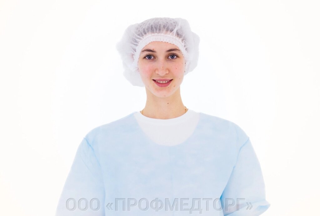 Шапочка-берет (Шарлотта) спанбонд пл. 18 г/м2 стерильная, белая от компании ООО «ПРОФМЕДТОРГ» - фото 1