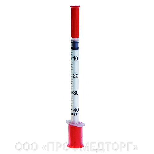 Шприц инсулиновый 1,0 мл со шкалой U-40 с интегрированной иглой 0,30х8 (30G) от компании ООО «ПРОФМЕДТОРГ» - фото 1