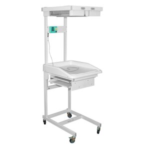 Стол для санитарной обработки новорожденных АИСТ‑2 с выдвижными полками из металлической стали с порошковым покрытием