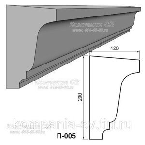 Подоконник фасадный лепнина из пенопласта П-005