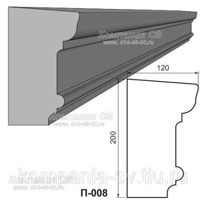 Подоконник фасадный лепнина из пенопласта П-008