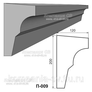 Подоконник фасадный лепнина из пенопласта П-009