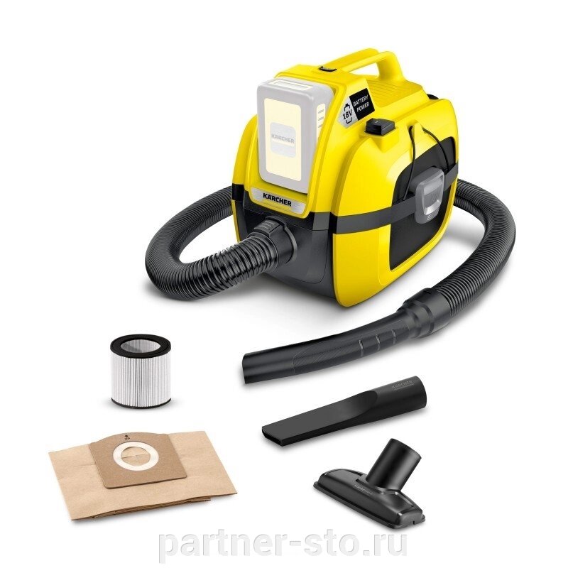 1.198-300.0 Хозяйственный пылесос Karcher WD 1 Compact Battery от компании Партнёр-СТО - оборудование и инструмент для автосервиса и шиномонтажа. - фото 1