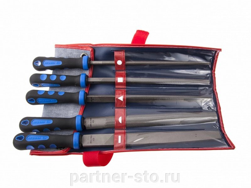1015GQ KING TONY Набор напильников 250 мм, двухкомпонентные рукоятки, 5 предметов от компании Партнёр-СТО - оборудование и инструмент для автосервиса и шиномонтажа. - фото 1