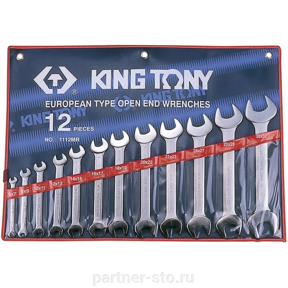 1112MR KING TONY Набор рожковых ключей, 6-32 мм, 12 предметов от компании Партнёр-СТО - оборудование и инструмент для автосервиса и шиномонтажа. - фото 1