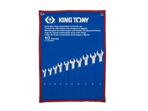 12A0MRN KING TONY Набор комбинированных удлиненных ключей, 10-19 мм, чехол из теторона, 10 предметов