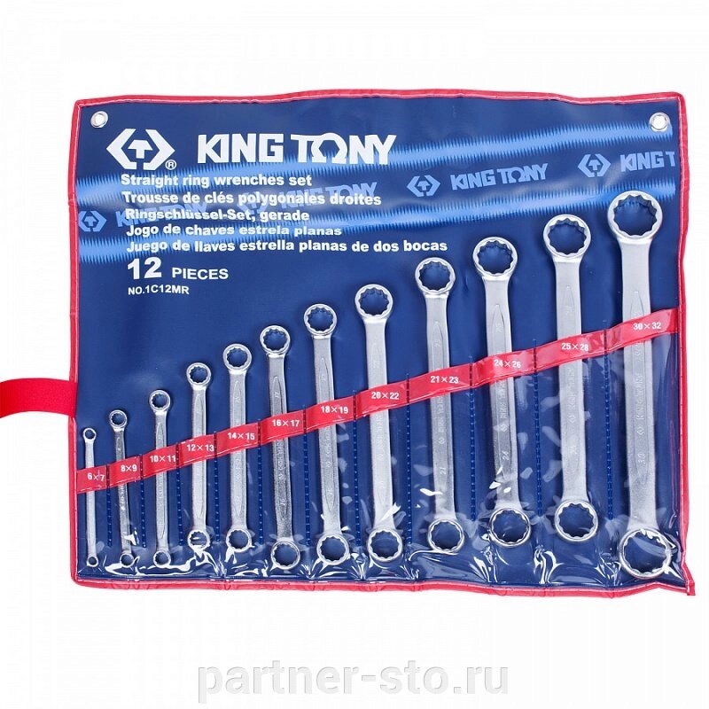 1C12MR KING TONY Набор накидных ключей, 6-32 мм 12 предметов от компании Партнёр-СТО - оборудование и инструмент для автосервиса и шиномонтажа. - фото 1