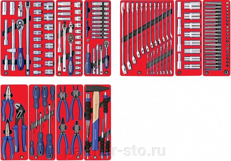 5-00186 МАСТАК Набор инструментов "СТАНДАРТ" для тележки, 10 ложементов, 186 предметов от компании Партнёр-СТО - оборудование и инструмент для автосервиса и шиномонтажа. - фото 1