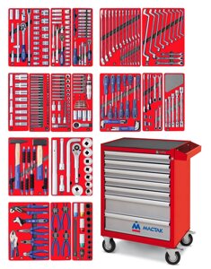 52-07323R МАСТАК Набор инструментов "ЭКСПЕРТ" в красной тележке, 323 предмета