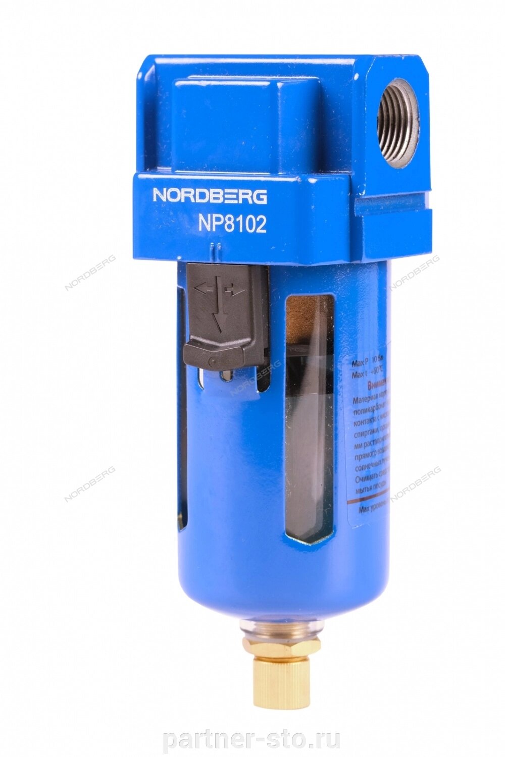 Фильтр воздушный, 1/4", 1500 л/мин NORDBERG NP8102 от компании Партнёр-СТО - оборудование и инструмент для автосервиса и шиномонтажа. - фото 1