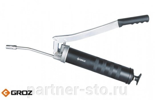GR42700 GROZ Шприц рычажный для смазки профессиональный со стальной трубкой и насадкой от компании Партнёр-СТО - оборудование и инструмент для автосервиса и шиномонтажа. - фото 1
