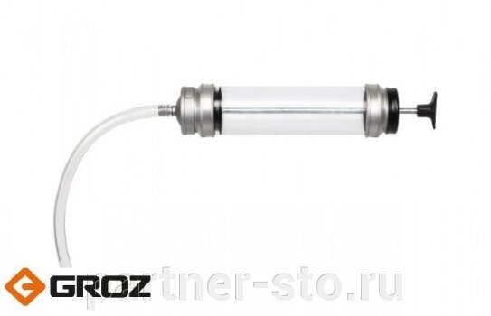 GR46940 GROZ Маслозаливной шприц в прозрачном корпусе от компании Партнёр-СТО - оборудование и инструмент для автосервиса и шиномонтажа. - фото 1