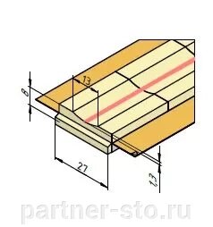 Керамическая подкладка прямоугольная КЕДР КП-13К (ширина 27 мм, канавка 13 мм скругленная, длина 600 мм) от компании Партнёр-СТО - оборудование и инструмент для автосервиса и шиномонтажа. - фото 1