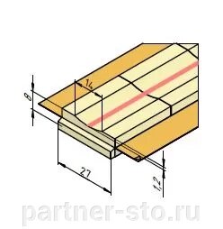 Керамическая подкладка прямоугольная КЕДР КП-14К (ширина 27 мм, канавка 14 мм скругленная, длина 600 мм) от компании Партнёр-СТО - оборудование и инструмент для автосервиса и шиномонтажа. - фото 1