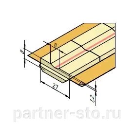 Керамическая подкладка трапециевидная КЕДР КП- 8К (ширина 27 мм, канавка 8 мм скругленная, длина 600 мм) от компании Партнёр-СТО - оборудование и инструмент для автосервиса и шиномонтажа. - фото 1