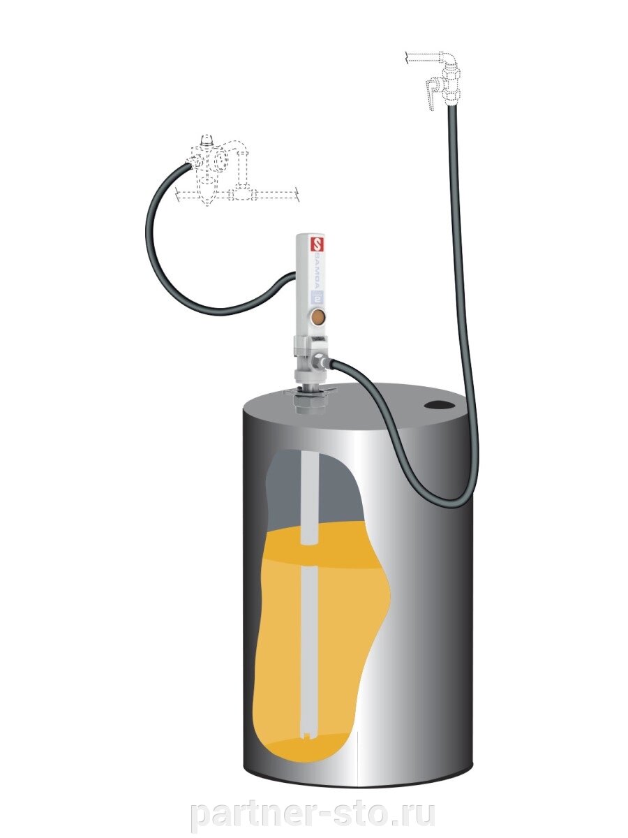 Комплект для откачки масла из бочки 205 л с насосом PM2, коэф. сжатия 3:1, монтаж на бочку от компании Партнёр-СТО - оборудование и инструмент для автосервиса и шиномонтажа. - фото 1