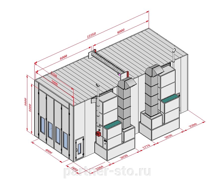 KRW1255-MG KraftWell Покрасочная камера 12 х 5 х 5 м., 60 000 м3/ч от компании Партнёр-СТО - оборудование и инструмент для автосервиса и шиномонтажа. - фото 1