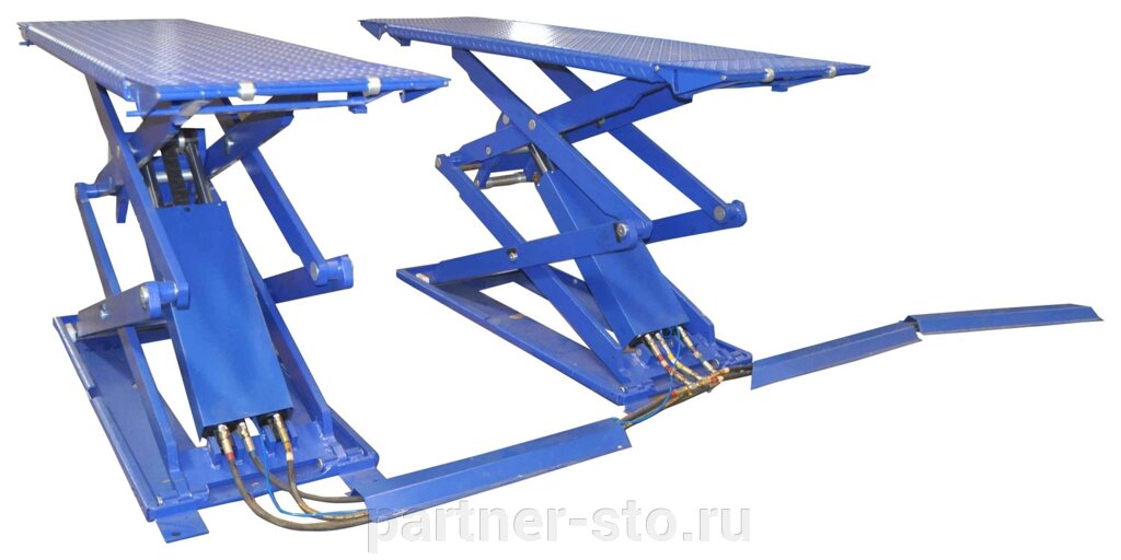 KRW3FS/220_blue KraftWell Подъемник ножничный короткий г/п 3000 кг. напольный от компании Партнёр-СТО - оборудование и инструмент для автосервиса и шиномонтажа. - фото 1