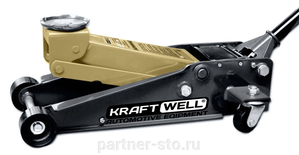 KRWFJ3D_gold KraftWell Домкрат подкатной гидравлический г/п 3000 кг. от компании Партнёр-СТО - оборудование и инструмент для автосервиса и шиномонтажа. - фото 1