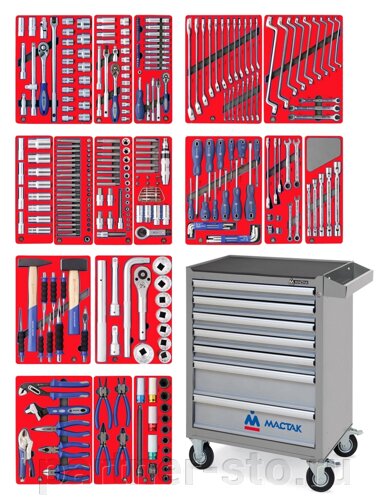 Набор инструментов ЭКСПЕРТ в серой тележке, 323 предмета МАСТАК 52-07323G