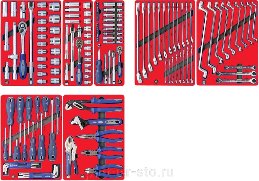 Набор инструментов СТАРТ для тележки, 7 ложементов, 161 предмет МАСТАК 5-00161 от компании Партнёр-СТО - оборудование и инструмент для автосервиса и шиномонтажа. - фото 1