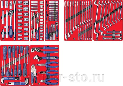 Набор инструментов СТАРТ для тележки, 7 ложементов, 161 предмет МАСТАК 5-00161