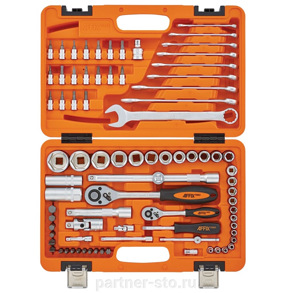Набор инструментов универсальный, 82 предмета AFFIX AF01082C от компании Партнёр-СТО - оборудование и инструмент для автосервиса и шиномонтажа. - фото 1