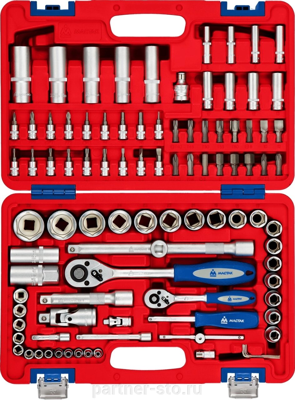 Набор инструментов универсальный, 94 предмета МАСТАК 01-094C от компании Партнёр-СТО - оборудование и инструмент для автосервиса и шиномонтажа. - фото 1
