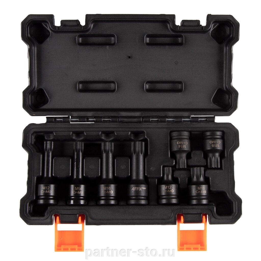 Набор ударных торцевых насадок 1/2, Spline, M12-M18, L = 45-78 мм, кейс, 8 предметов AFFIX AF00746008C от компании Партнёр-СТО - оборудование и инструмент для автосервиса и шиномонтажа. - фото 1