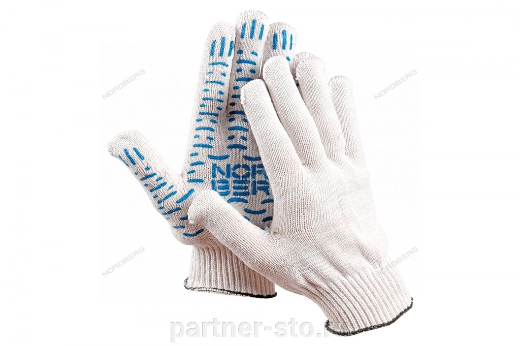 Перчатки с пвх покрытием белые 5 пар NORDBERG NCG610150.5 от компании Партнёр-СТО - оборудование и инструмент для автосервиса и шиномонтажа. - фото 1