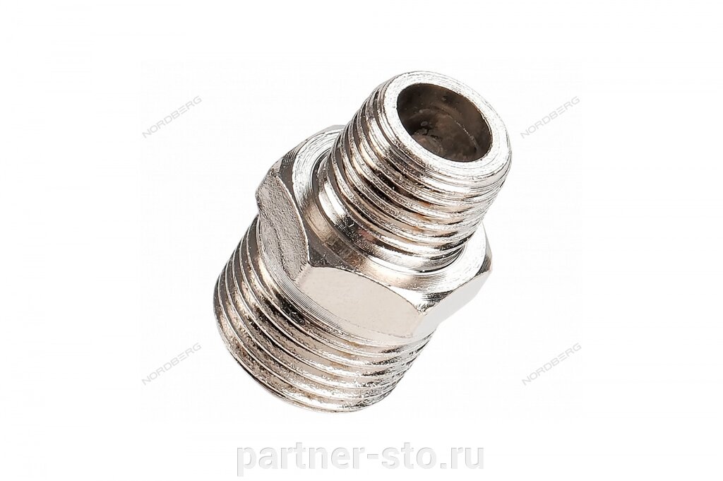 Переходник резьбовой M1/4" - M3/8" NORDBERG NPMM23 от компании Партнёр-СТО - оборудование и инструмент для автосервиса и шиномонтажа. - фото 1