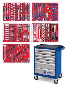 Набор инструментов ПРОФИ в синей тележке, 299 предметов МАСТАК 52-07299B в Санкт-Петербурге от компании Партнёр-СТО - оборудование и инструмент для автосервиса и шиномонтажа.