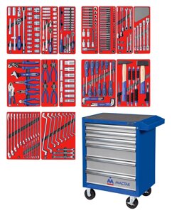 52-06270B МАСТАК Набор инструментов "ЛИДЕР" в синей тележке, 270 предметов