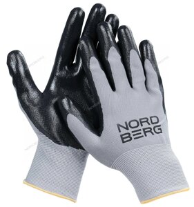 Перчатки маслобензостойкие, серая основа/ черное покрытие NORDBERG NPG1508GB