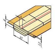 Керамическая подкладка трапециевидная КЕДР КП- 6К (ширина 27 мм, канавка 6 мм скругленная, длина 600 мм)